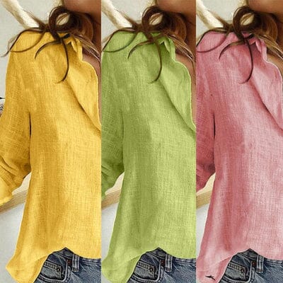 Blusa Soltinha Alana com Manga COMPRE 2 LEVE 3 Roupas (Blusa Feminino 2) Dm Stores Amarelo + Rosa + Verde P