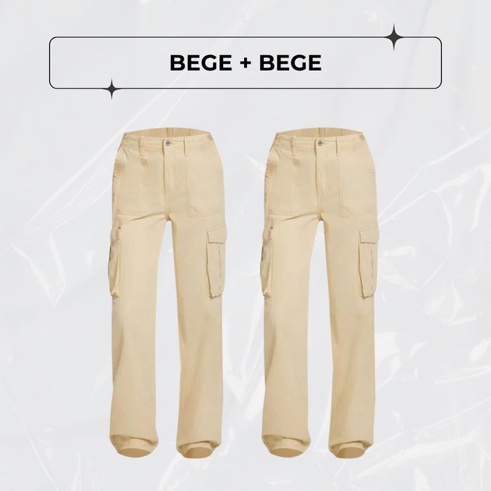 Calça Cargo Ajustável Curve Perfect - [Pague1 Leve2] Dm Stores Bege+Bege P