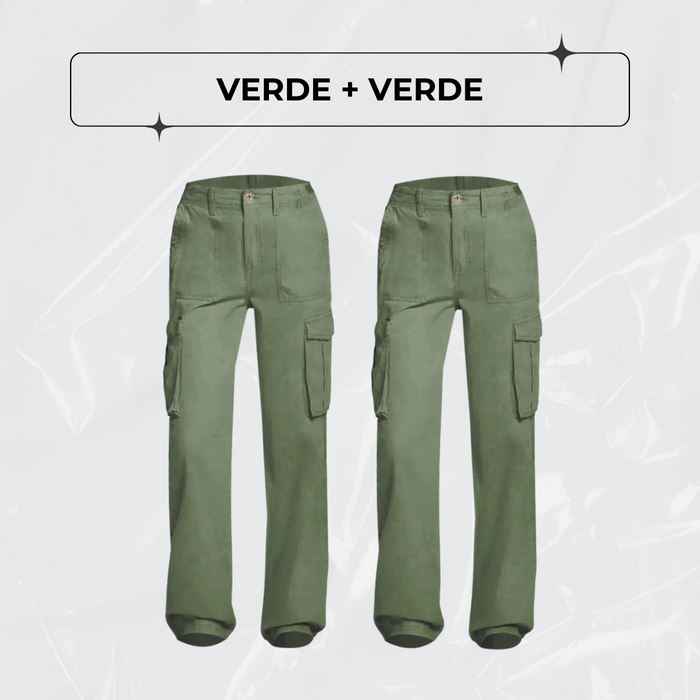 Calça Cargo Ajustável Curve Perfect - [Pague1 Leve2] Dm Stores Verde Militar+Verde Militar P