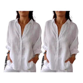 Camisa Cassandra em Linho de Algodão [Compre 1 Leve2] FEMININO - ROUPAS - CAMISA 2 Dm Stores Branco+Branco PP