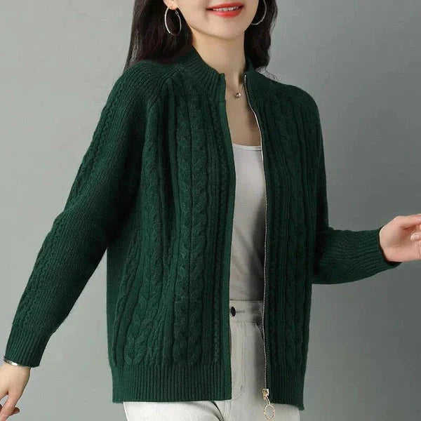 Cardigan Inverno frio Manga Longa Roupas (Cardigã Feminino 2) Dm Stores P Verde Escuro