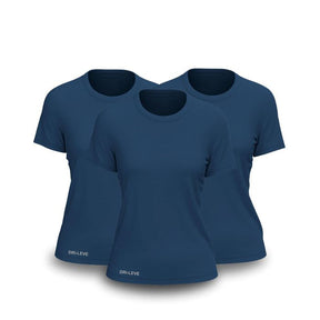 Kit 3 Camisetas Tecnológicas Femininas FitneSmart - Anti Suor FEMININO - ROUPAS - CAMISETA 3 Dm Stores 3 Azul P