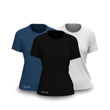 Kit 3 Camisetas Tecnológicas Femininas FitneSmart - Anti Suor FEMININO - ROUPAS - CAMISETA 3 Dm Stores Preta - Branca - Azul P