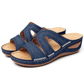 Sandália Ortopédica Feminina de Couro Antiderrapante Calçados (Sandália Feminina 27) Dm Stores 35 Azul