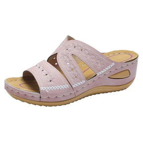 Sandália Ortopédica Feminina de Couro Antiderrapante Calçados (Sandália Feminina 27) Dm Stores 35 Rosa