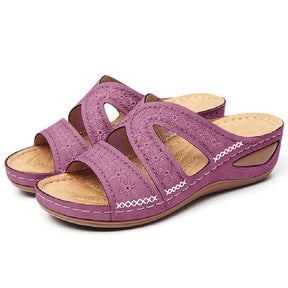 Sandália Ortopédica Feminina de Couro Antiderrapante Calçados (Sandália Feminina 27) Dm Stores 35 Roxo